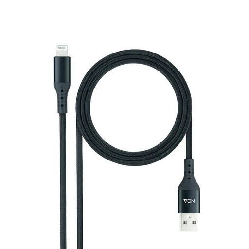 [10.10.0401-COBK] Nanocable Cable Lightining-USB A/M, Negro, 1 M
