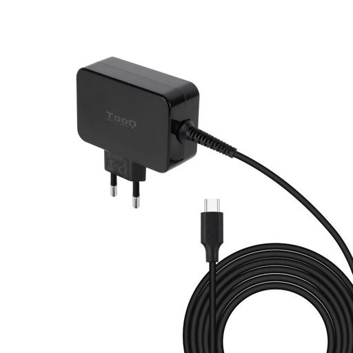 [TQLC-USBCGAN65PD] Tooq Cargador portatil GAN USB-C PD 65W Negro