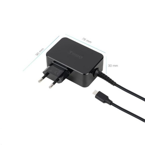 [TQLC-USBCGAN45PD] Tooq Cargador portátil GAN USB-C PD 45W Negro