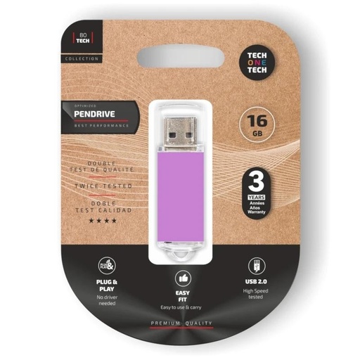 [TEC3009-16] TECH ONE TECH Basic Pendrive 16Gb USB 2.0 Purple
