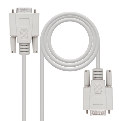 [10.14.0202] Nanocable Cable Serie RS232, DB9 M-H, Beige, 1.8m